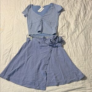Brandy Melville Blue Patterned Skirt Set